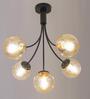 Greenwich Metal & Glass 5-Arm Chandelier (Black & Amber)