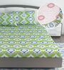 Greeny Garden Floral 144 Tc Cotton Elastic Fitted King Bedsheet With 2 Pillowcovers