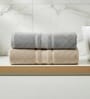 Grey & Beige Soft Cotton 500 GSM Solid Bath Towel Pack Of 2