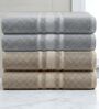 Grey & Beige Soft Cotton 500 GSM Solid Bath Towel Pack Of 4