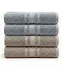 Grey & Beige Soft Cotton 500 GSM Solid Bath Towel Pack Of 4