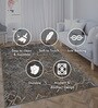 Grey & Beige Abstract Polyester 3 x 5 Feet Machine Made Carpet