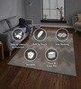 Grey & Beige Abstract Polyester 4 x 6 Feet Machine Made Carpet