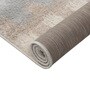 Grey & Beige Abstract Polyester 5 x 7 Feet Machine Made Carpet
