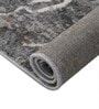 Grey & Beige Abstract Polyester 5 x 7 Feet Machine Made Carpet