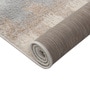 Grey & Beige Abstract Polyester 6 x 9 Feet Machine Made Carpet