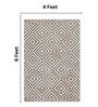 Grey & Beige Hair On Leather Geometrical Hand Woven 4X6ft   Carpet