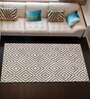 Grey & Beige Hair On Leather Geometrical Hand Woven 4X6ft   Carpet