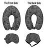 Dark Grey Quilted Velvet Travel Neck Pillow and Eye mask Set for Car Travel, Head and Neck Rest Support
