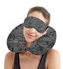 Dark Grey Quilted Velvet Travel Neck Pillow and Eye mask Set for Car Travel, Head and Neck Rest Support