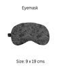 Dark Grey Quilted Velvet Travel Neck Pillow and Eye mask Set for Car Travel, Head and Neck Rest Support