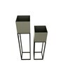 Grey & Black Metal Rectangular Planter Stand, Set Of 2