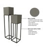 Grey & Black Metal Rectangular Planter Stand, Set Of 2