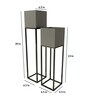 Grey & Black Metal Rectangular Planter Stand, Set Of 2