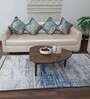 Grey & Blue Faux Silk Abstract 3 x 5 Feet Hand Woven Carpet -Avioni Collection