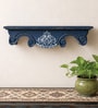 Grey & Blue Solid Wood Handcarved Shila Floating Wall Shelf