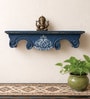 Grey & Blue Solid Wood Handcarved Shila Floating Wall Shelf