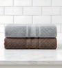 Grey & Brown Soft Cotton 500 GSM Solid Bath Towel Pack Of 2