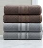 Grey & Brown Soft Cotton 500 GSM Solid Bath Towel Pack Of 4