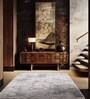 Grey & Brown Abstract Polyester 5 x 7 Feet Machine Made Carpet