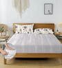 Grey & Cream Glace Cotton Solid Elastic Fitted King Bedsheet With 2 Pillow Covers