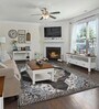 Grey & Cream Traditional Polyester 6 x 9 Feet Machine Made Carpet