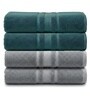 Grey & Dark Green Soft Cotton 500 GSM Solid Bath Towel Pack Of 4