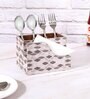 Grey & Gold MDF Wood Barfi Cutlery Tissue Holder