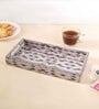 Grey & Gold MDF Wood Barfi  Rectangle Serving Tray