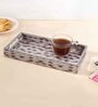 Grey & Gold MDF Wood Barfi  Rectangle Serving Tray