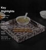 Grey & Gold MDF Wood Barfi  Square Serving Tray