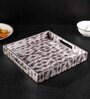 Grey & Gold MDF Wood Barfi  Square Serving Tray