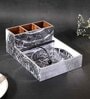 Grey & Gold MDF Wood Grey spiral Cutlery Tissue Holder