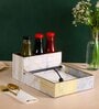 Grey & Gold Mdf Wood Rectangle 1 Pcs Cutlery Cum Tissue Holder