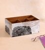 Grey & Gold Mdf Wood Rectangle 1 Pcs Cutlery Holder