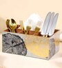 Grey & Gold Mdf Wood Rectangle 1 Pcs Cutlery Holder