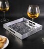 Grey & Gold MDF Wood Spiral  Square Serving Tray