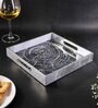 Grey & Gold MDF Wood Spiral  Square Serving Tray