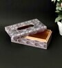 Grey Gold Resin Printed Wooden Tissue Paper Holder Box for Dining Room