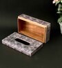 Grey Gold Resin Printed Wooden Tissue Paper Holder Box for Dining Room
