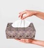 Grey Gold Resin Printed Wooden Tissue Paper Holder Box for Dining Room