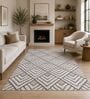 Grey & Ivory Geometric Freize 6 x 9 Feet  Machine -Made Carpet