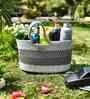 Grey & Light Grey Polypropelyene Floris Tote Storage Basket