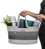 Grey & Light Grey Polypropelyene Floris Tote Storage Basket