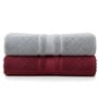 Grey & Maroon Soft Cotton 500 GSM Solid Bath Towel Pack Of 2