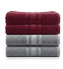 Grey & Maroon Soft Cotton 500 GSM Solid Bath Towel Pack Of 4