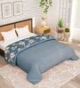 Grey   Microfiber Floral 180 GSM Fusion Reversible Double Comforter