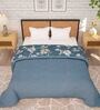 Grey   Microfiber Floral 180 GSM Fusion Reversible Double Comforter