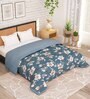 Grey   Microfiber Floral 180 GSM Fusion Reversible Double Comforter