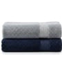 Grey & Navy Blue Soft Cotton 500 GSM Solid Bath Towel Pack Of 2